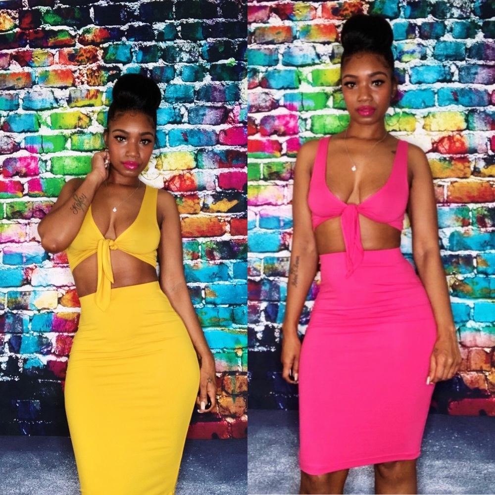 High-Waisted Tie Skirt Set